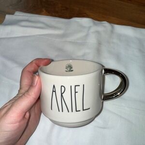 Rae Dunn Ariel Mug Disney Princess Collection Ceramic Gold Handle Coffee Tea Cup